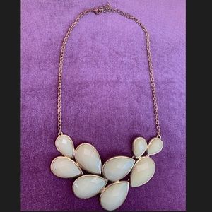 Green tear drop/ golden chain necklace